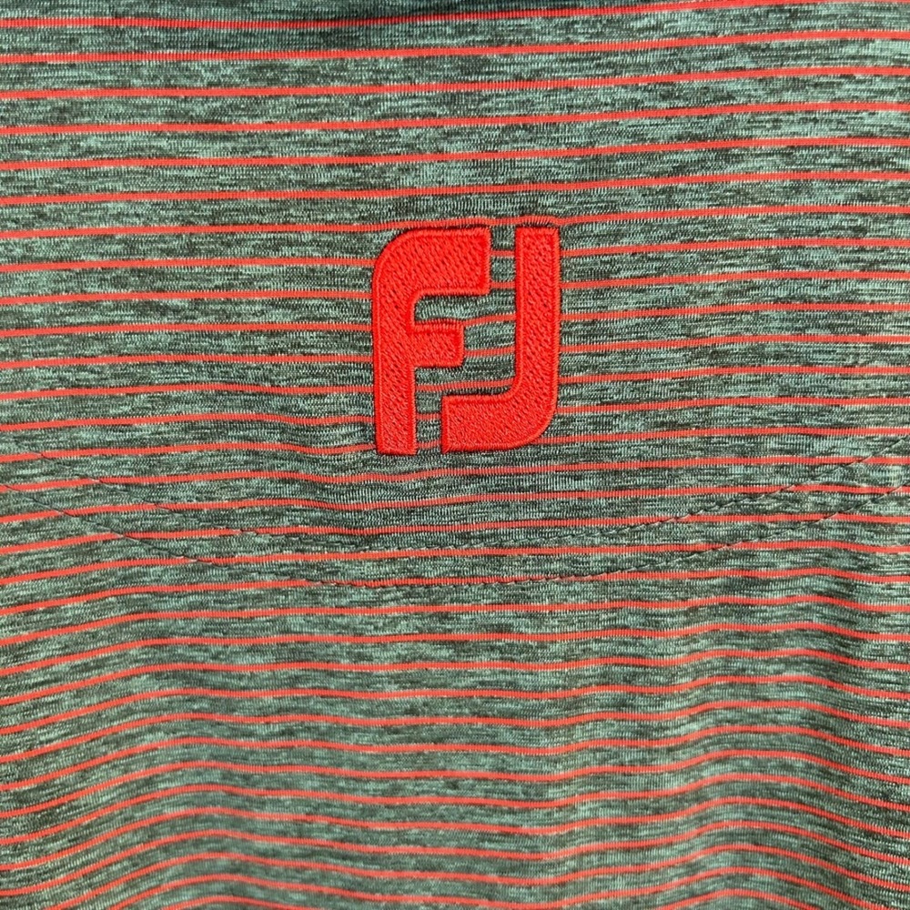 FootJoy Mens XL ProDry Golf Polo Shirt Charcoal Red Striped Performance Stretch - Picture 5 of 10